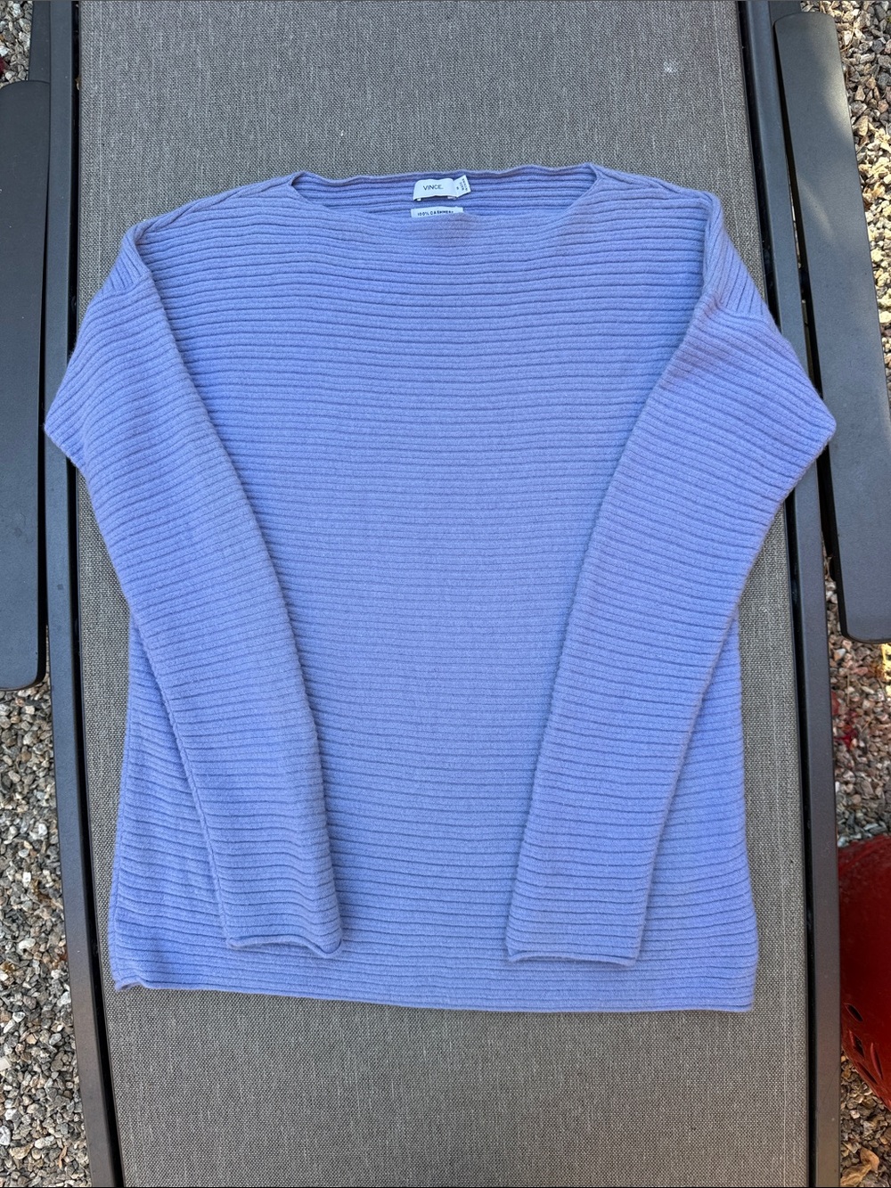Vince Cashmere Lavender Ribbed Scoop Neck Sweater